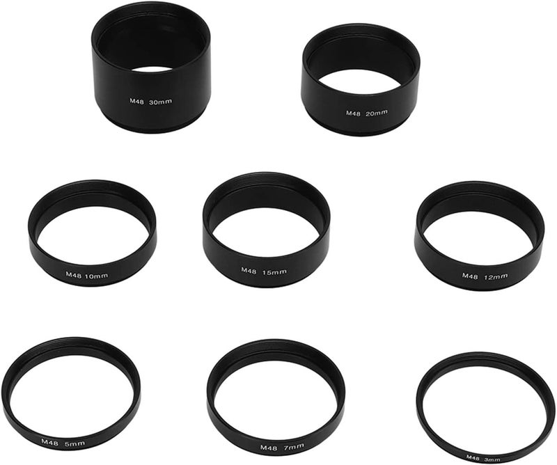 Estink Focal Length Extension Tube Kit, 8 PCS Aluminum Alloy M48X0.75 Astronomical Extension Tube Kit 3 5 7 10 12 15 20 30mm Extending Ring for Astronomical Telescope Photography - Image 1